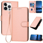 YX0070 Carbon Fiber Buckle Leather Phone Case with Lanyard, For iPhone 17e / 16e, For iPhone 17 Pro Max, For iPhone 17 Pro, For iPhone 17, For iPhone Air, For iPhone 16 Pro Max