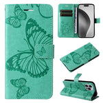 3D Butterfly Embossed Pattern Flip Leather Phone Case, For iPhone 17e / 16e, For iPhone 16 Pro Max, For iPhone 16 Pro, For iPhone 16 Plus, For iPhone 16