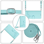 Cat Rat Embossed Pattern RFID Leather Phone Case with Lanyard, For iPhone 13 mini, For iPhone 12/12 Pro, For iPhone 12 Pro Max, For iPhone 12 mini, For iPhone 11 Pro Max, For iPhone 11, For iPhone 11 Pro, For iPhone XS / X