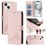 Cat Rat Embossed Pattern RFID Leather Phone Case with Lanyard, For iPhone 13 mini, For iPhone 12/12 Pro, For iPhone 12 Pro Max, For iPhone 12 mini, For iPhone 11 Pro Max, For iPhone 11, For iPhone 11 Pro, For iPhone XS / X