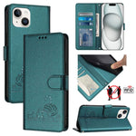 Cat Rat Embossed Pattern RFID Leather Phone Case with Lanyard, For iPhone 13 mini, For iPhone 12/12 Pro, For iPhone 12 Pro Max, For iPhone 12 mini, For iPhone 11 Pro Max, For iPhone 11, For iPhone 11 Pro, For iPhone XS / X