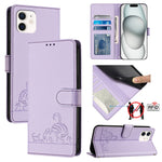 Cat Rat Embossed Pattern RFID Leather Phone Case with Lanyard, For iPhone 13 mini, For iPhone 12/12 Pro, For iPhone 12 Pro Max, For iPhone 12 mini, For iPhone 11 Pro Max, For iPhone 11, For iPhone 11 Pro, For iPhone XS / X