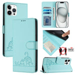 Cat Rat Embossed Pattern RFID Leather Phone Case with Lanyard, For iPhone 13 mini, For iPhone 12/12 Pro, For iPhone 12 Pro Max, For iPhone 12 mini, For iPhone 11 Pro Max, For iPhone 11, For iPhone 11 Pro, For iPhone XS / X