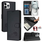 Cat Rat Embossed Pattern RFID Leather Phone Case with Lanyard, For iPhone 13 mini, For iPhone 12/12 Pro, For iPhone 12 Pro Max, For iPhone 12 mini, For iPhone 11 Pro Max, For iPhone 11, For iPhone 11 Pro, For iPhone XS / X
