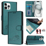 Cat Rat Embossed Pattern RFID Leather Phone Case with Lanyard, For iPhone 13 mini, For iPhone 12/12 Pro, For iPhone 12 Pro Max, For iPhone 12 mini, For iPhone 11 Pro Max, For iPhone 11, For iPhone 11 Pro, For iPhone XS / X