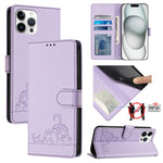 Cat Rat Embossed Pattern RFID Leather Phone Case with Lanyard, For iPhone 13 mini, For iPhone 12/12 Pro, For iPhone 12 Pro Max, For iPhone 12 mini, For iPhone 11 Pro Max, For iPhone 11, For iPhone 11 Pro, For iPhone XS / X