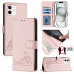 Cat Rat Embossed Pattern RFID Leather Phone Case with Lanyard, For iPhone 13 mini, For iPhone 12/12 Pro, For iPhone 12 Pro Max, For iPhone 12 mini, For iPhone 11 Pro Max, For iPhone 11, For iPhone 11 Pro, For iPhone XS / X