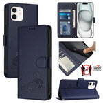 Cat Rat Embossed Pattern RFID Leather Phone Case with Lanyard, For iPhone 13 mini, For iPhone 12/12 Pro, For iPhone 12 Pro Max, For iPhone 12 mini, For iPhone 11 Pro Max, For iPhone 11, For iPhone 11 Pro, For iPhone XS / X
