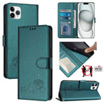 Cat Rat Embossed Pattern RFID Leather Phone Case with Lanyard, For iPhone 13 mini, For iPhone 12/12 Pro, For iPhone 12 Pro Max, For iPhone 12 mini, For iPhone 11 Pro Max, For iPhone 11, For iPhone 11 Pro, For iPhone XS / X