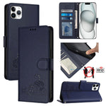 Cat Rat Embossed Pattern RFID Leather Phone Case with Lanyard, For iPhone 13 mini, For iPhone 12/12 Pro, For iPhone 12 Pro Max, For iPhone 12 mini, For iPhone 11 Pro Max, For iPhone 11, For iPhone 11 Pro, For iPhone XS / X