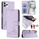Cat Rat Embossed Pattern RFID Leather Phone Case with Lanyard, For iPhone 13 mini, For iPhone 12/12 Pro, For iPhone 12 Pro Max, For iPhone 12 mini, For iPhone 11 Pro Max, For iPhone 11, For iPhone 11 Pro, For iPhone XS / X