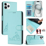Cat Rat Embossed Pattern RFID Leather Phone Case with Lanyard, For iPhone 13 mini, For iPhone 12/12 Pro, For iPhone 12 Pro Max, For iPhone 12 mini, For iPhone 11 Pro Max, For iPhone 11, For iPhone 11 Pro, For iPhone XS / X