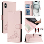 Cat Rat Embossed Pattern RFID Leather Phone Case with Lanyard, For iPhone 13 mini, For iPhone 12/12 Pro, For iPhone 12 Pro Max, For iPhone 12 mini, For iPhone 11 Pro Max, For iPhone 11, For iPhone 11 Pro, For iPhone XS / X