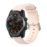 22mm Leather Strap with Round Tail Buckle, For Ticwatch Pro 2020, For Huawei Watch GT2E, For Samsung Galaxy Watch 3 45mm