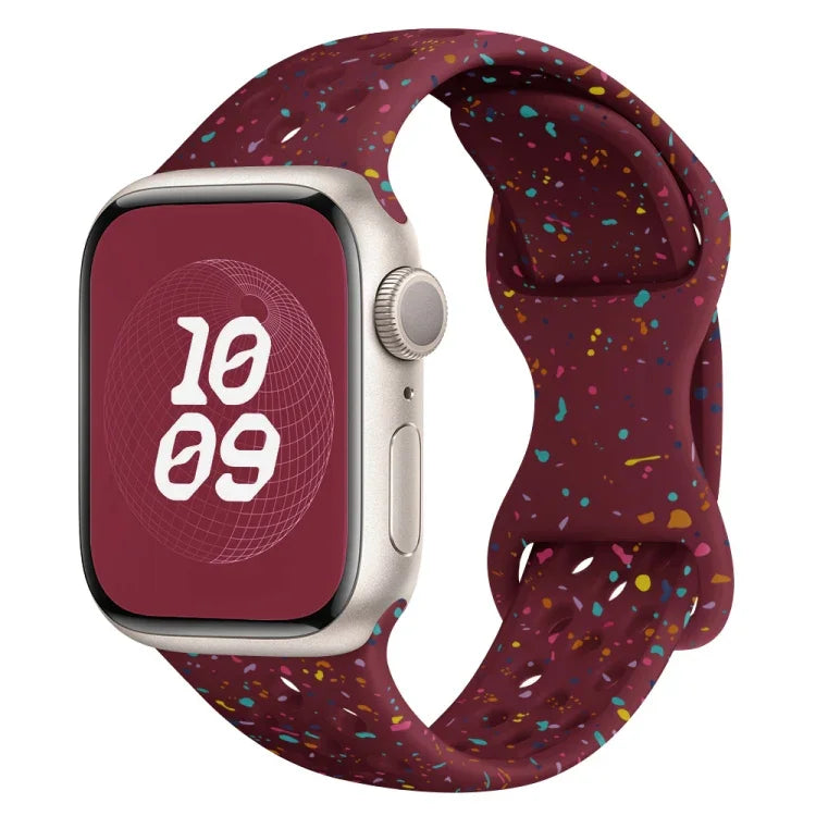 Hole Style Butterfly Buckle Camouflage Silicone Watch Band, For Apple Watch Series 10 46mm, For Apple Watch Series 10 42mm, For Apple Watch SE 2023 44mm, For Apple Watch SE 2023 40mm