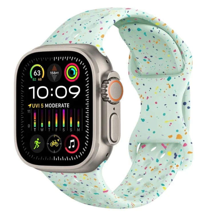 Hole Style Butterfly Buckle Camouflage Silicone Watch Band, For Apple Watch Ultra 2 49mm, For Apple Watch Series 9 45mm, For Apple Watch Series 9 41mm, For Apple Watch Ultra 49mm