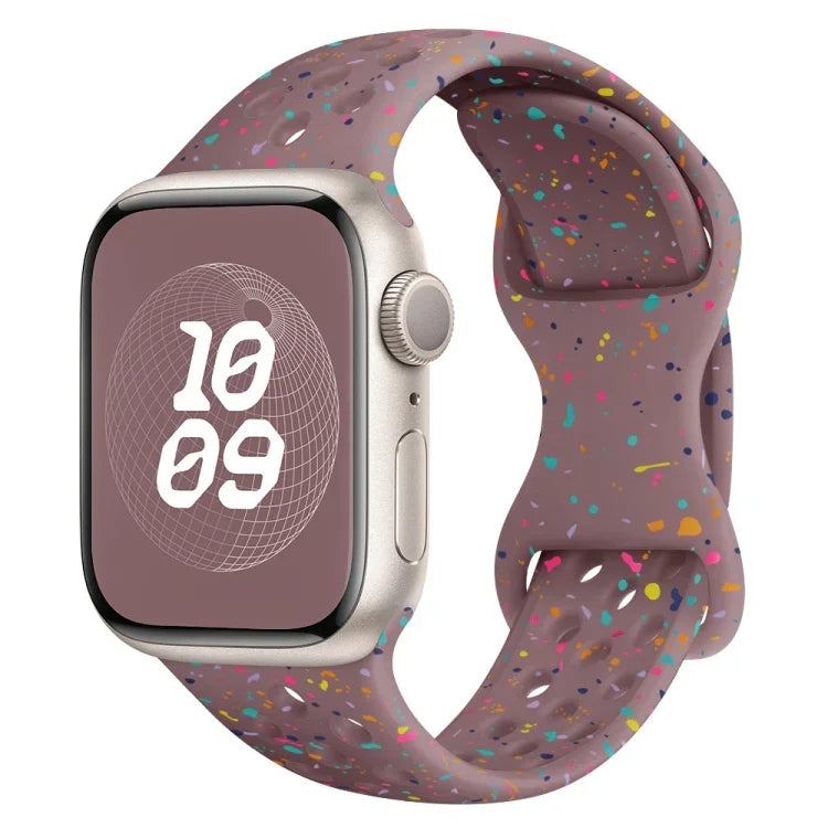 Hole Style Butterfly Buckle Camouflage Silicone Watch Band, For Apple Watch Ultra 2 49mm, For Apple Watch Series 9 45mm, For Apple Watch Series 9 41mm, For Apple Watch Ultra 49mm