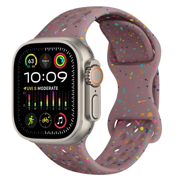 Hole Style Butterfly Buckle Camouflage Silicone Watch Band, For Apple Watch Ultra 2 49mm, For Apple Watch Series 9 45mm, For Apple Watch Series 9 41mm, For Apple Watch Ultra 49mm