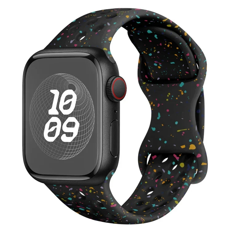 Hole Style Butterfly Buckle Camouflage Silicone Watch Band, For Apple Watch Series 8 41mm, For Apple Watch Series 8 45mm, For Apple Watch SE 2022 40mm, For Apple Watch SE 2022 44mm