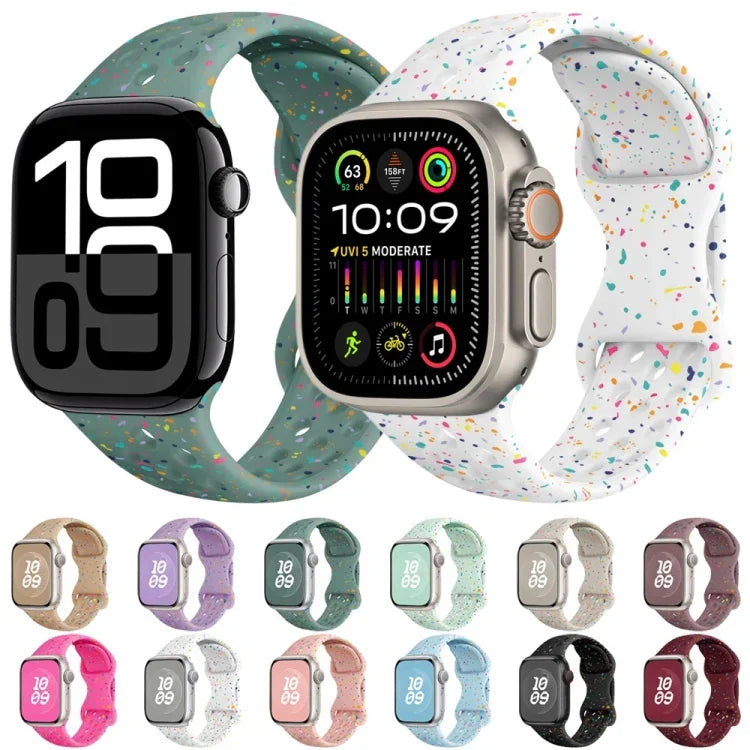 Hole Style Butterfly Buckle Camouflage Silicone Watch Band, For Apple Watch Series 8 41mm, For Apple Watch Series 8 45mm, For Apple Watch SE 2022 40mm, For Apple Watch SE 2022 44mm