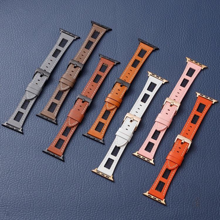 Mesh Calfskin Genuine Leather Watch Band, For Apple Watch 42mm, For Apple Watch 38mm