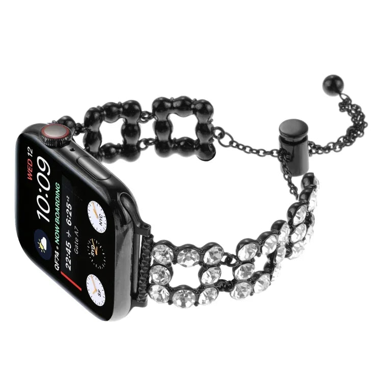 Rhinestone Metal Bracelet Watch Band, For Apple Watch SE 2023 44mm, For Apple Watch SE 2023 40mm, For Apple Watch Ultra 2 49mm, For Apple Watch Series 9 45mm, For Apple Watch Series 9 41mm, For Apple Watch Ultra 49mm, For Apple Watch Series 8 41mm     ...