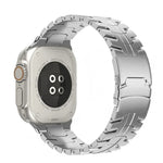 Double Lock Buckle Turtle Titanium Steel Watch Band, For Apple Watch SE 2023 44mm, For Apple Watch SE 2023 40mm, For Apple Watch Ultra 2 49mm, For Apple Watch Series 9 45mm, For Apple Watch Series 9 41mm, For Apple Watch Ultra 49mm                     ...