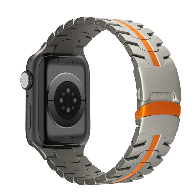 Double Lock Buckle Turtle Titanium Steel Watch Band, For Apple Watch 42mm, For Apple Watch 38mm