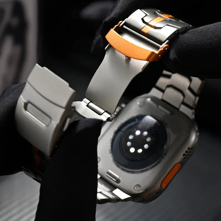 Double Lock Buckle Turtle Titanium Steel Watch Band, For Apple Watch 42mm, For Apple Watch 38mm
