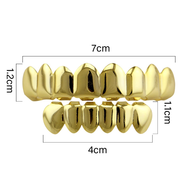 Hip Hop Accessories Gold Tooth Set Real Gold Plating Smooth Upper Eight Lower Six Denture Set