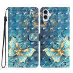 3D Pattern Leather Phone Case, For iPhone 16 Plus, For iPhone 16