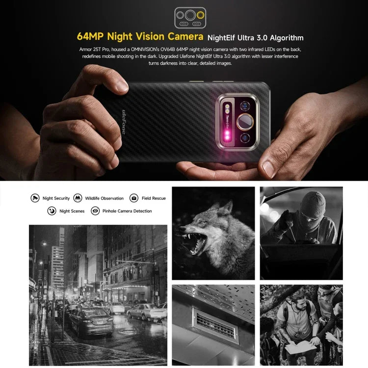 Ulefone Armor 25T Pro Rugged Phone, Thermal Imaging, 6.78 inch Android 15 MediaTek Dimensity 6300 Octa Core, Network: 5G, NFC, 8GB+256GB