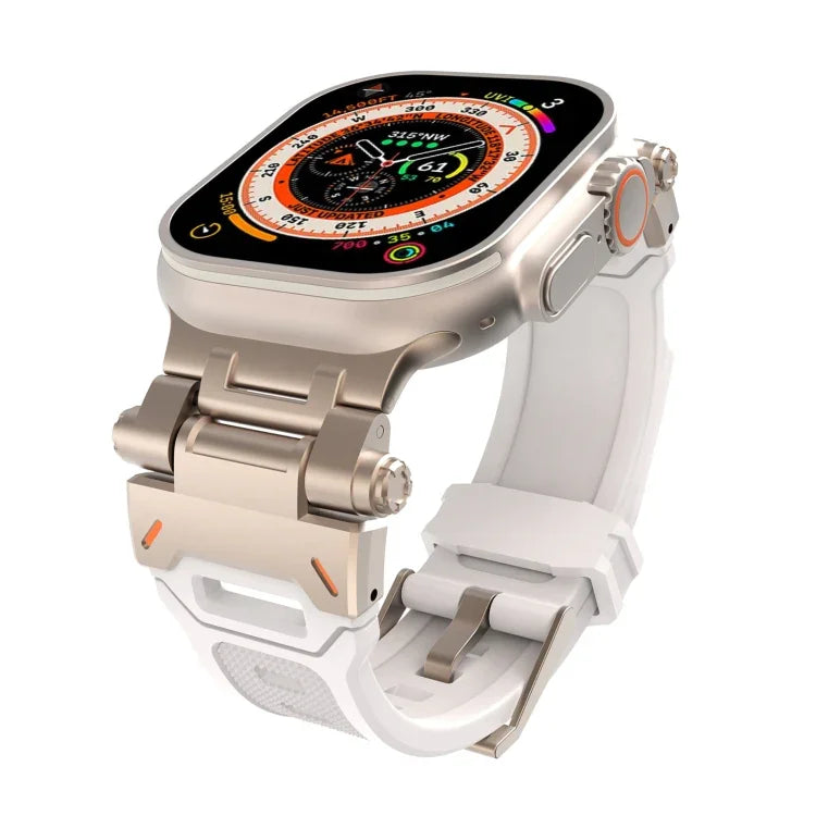 Stainless Steel Connector TPU Watch Band, For Apple Watch Series 7 45mm, For Apple Watch SE 44mm