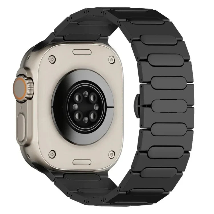 Oval Butterfly Buckle Titanium Alloy Watch Band, For Apple Watch SE 2023 44mm, For Apple Watch Ultra 2 49mm, For Apple Watch Series 9 45mm, For Apple Watch Ultra 49mm, For Apple Watch Series 8 45mm, For Apple Watch SE 2022 44mm                         ...