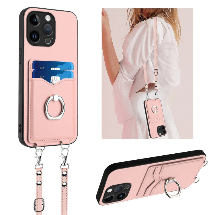 R20 Crossbody Rope Ring Card Holder Phone Case, For iPhone 17 Pro Max, For iPhone 17 Pro, For iPhone 17, For iPhone Air, For iPhone 15 Pro Max, For iPhone 15 Pro, For iPhone 15 Plus, For iPhone 15