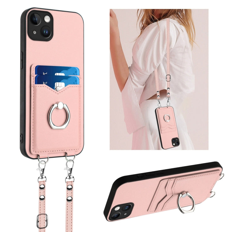 R20 Crossbody Rope Ring Card Holder Phone Case, For iPhone 14 Plus, For iPhone 14, For iPhone 14 Pro, For iPhone 14 Pro Max, For iPhone SE 2022 / SE 2020 / 8, For iPhone 13 Pro Max, For iPhone 13 Pro, For iPhone 13