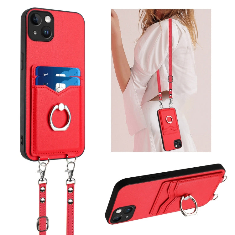 R20 Crossbody Rope Ring Card Holder Phone Case, For iPhone 14 Plus, For iPhone 14, For iPhone 14 Pro, For iPhone 14 Pro Max, For iPhone SE 2022 / SE 2020 / 8, For iPhone 13 Pro Max, For iPhone 13 Pro, For iPhone 13