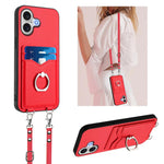 R20 Crossbody Rope Ring Card Holder Phone Case, For iPhone 17 Pro Max, For iPhone 17 Pro, For iPhone 17, For iPhone Air, For iPhone 15 Pro Max, For iPhone 15 Pro, For iPhone 15 Plus, For iPhone 15