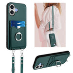 R20 Crossbody Rope Ring Card Holder Phone Case, For iPhone 17 Pro Max, For iPhone 17 Pro, For iPhone 17, For iPhone Air, For iPhone 15 Pro Max, For iPhone 15 Pro, For iPhone 15 Plus, For iPhone 15