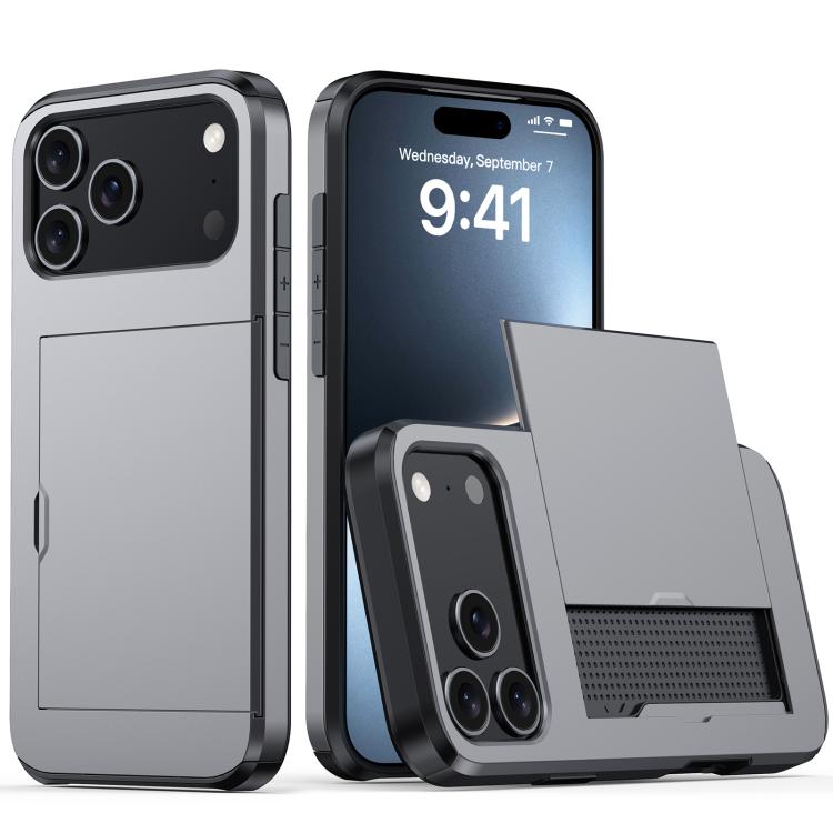 Shockproof Armor Phone Case with Card Slot, For iPhone 17e / 16e, For iPhone 17 Pro Max, For iPhone 17 Pro, For iPhone 17