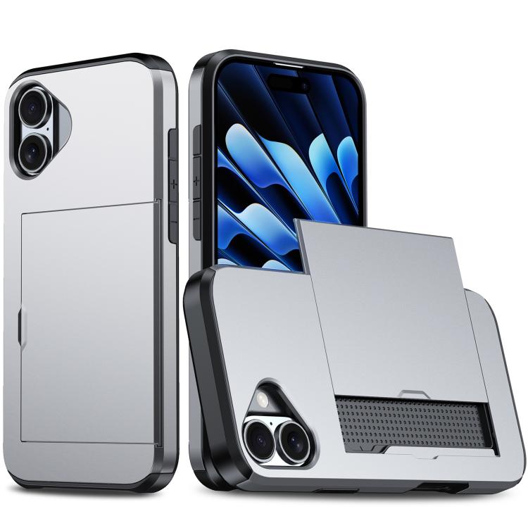 Shockproof Armor Phone Case with Card Slot, For iPhone 17e / 16e, For iPhone 17 Pro Max, For iPhone 17 Pro, For iPhone 17