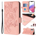 Embossed Rose RFID Anti-theft Leather Phone Case, For iPhone 17 Pro Max, For iPhone 17 Pro, For iPhone 17, For iPhone Air, For iPhone SE 2024, For iPhone 16 Pro Max, For iPhone 16 Pro, For iPhone 16 Plus