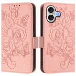 Embossed Rose RFID Anti-theft Leather Phone Case, For iPhone 17 Pro Max, For iPhone 17 Pro, For iPhone 17, For iPhone Air, For iPhone SE 2024, For iPhone 16 Pro Max, For iPhone 16 Pro, For iPhone 16 Plus