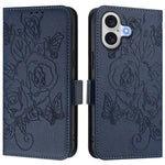 Embossed Rose RFID Anti-theft Leather Phone Case, For iPhone 17 Pro Max, For iPhone 17 Pro, For iPhone 17, For iPhone Air, For iPhone SE 2024, For iPhone 16 Pro Max, For iPhone 16 Pro, For iPhone 16 Plus