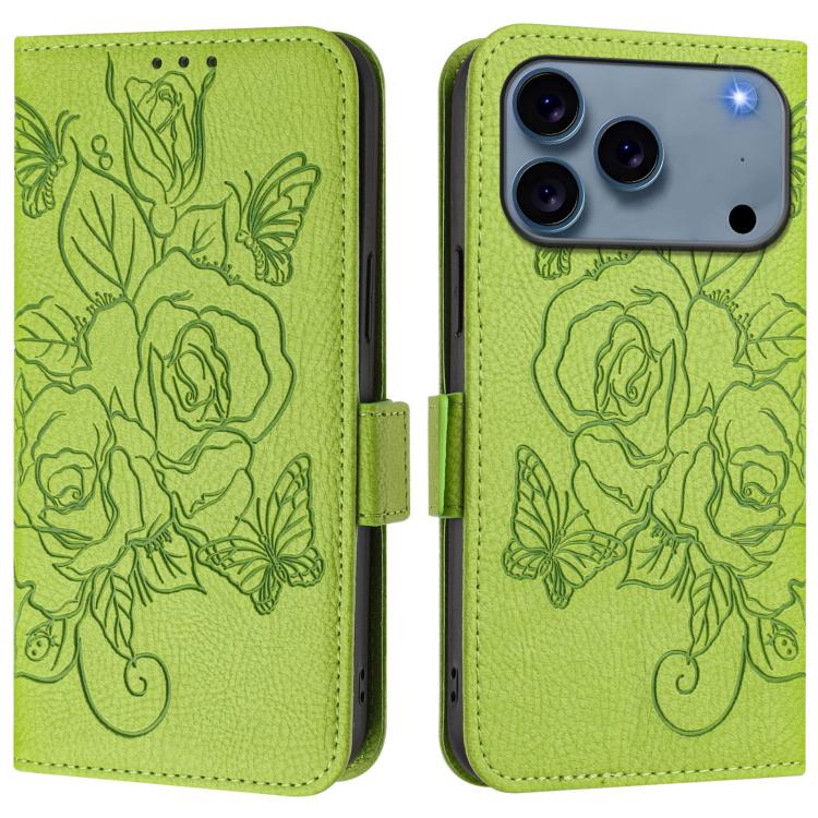 Embossed Rose RFID Anti-theft Leather Phone Case, For iPhone 17 Pro Max, For iPhone 17 Pro, For iPhone 17, For iPhone Air, For iPhone SE 2024, For iPhone 16 Pro Max, For iPhone 16 Pro, For iPhone 16 Plus