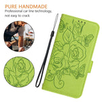 Embossed Rose RFID Anti-theft Leather Phone Case, For iPhone 17 Pro Max, For iPhone 17 Pro, For iPhone 17, For iPhone Air, For iPhone SE 2024, For iPhone 16 Pro Max, For iPhone 16 Pro, For iPhone 16 Plus