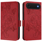 Embossed Rose RFID Anti-theft Leather Phone Case, For iPhone 17 Pro Max, For iPhone 17 Pro, For iPhone 17, For iPhone Air, For iPhone SE 2024, For iPhone 16 Pro Max, For iPhone 16 Pro, For iPhone 16 Plus