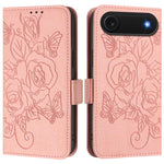 Embossed Rose RFID Anti-theft Leather Phone Case, For iPhone 17 Pro Max, For iPhone 17 Pro, For iPhone 17, For iPhone Air, For iPhone SE 2024, For iPhone 16 Pro Max, For iPhone 16 Pro, For iPhone 16 Plus