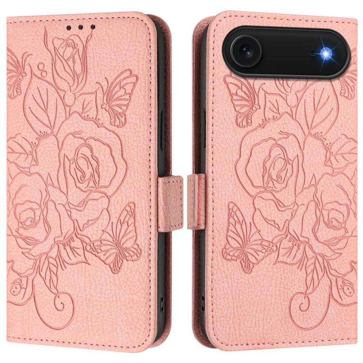Embossed Rose RFID Anti-theft Leather Phone Case, For iPhone 17 Pro Max, For iPhone 17 Pro, For iPhone 17, For iPhone Air, For iPhone SE 2024, For iPhone 16 Pro Max, For iPhone 16 Pro, For iPhone 16 Plus