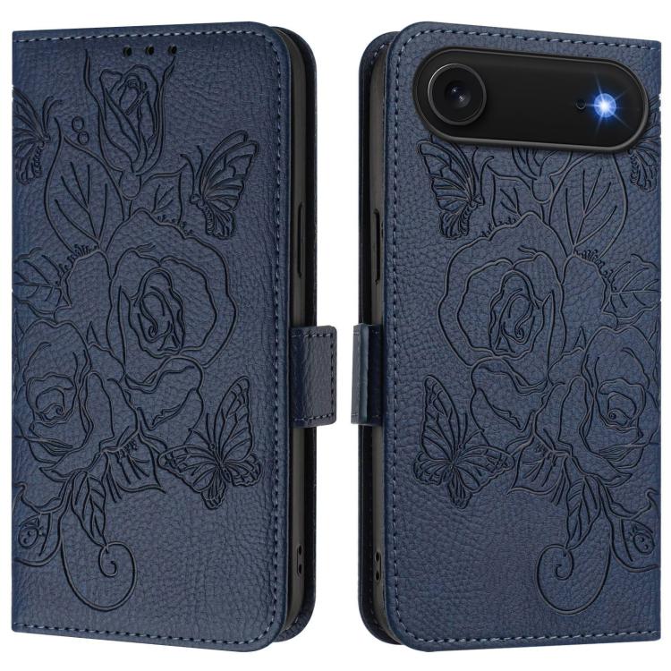 Embossed Rose RFID Anti-theft Leather Phone Case, For iPhone 17 Pro Max, For iPhone 17 Pro, For iPhone 17, For iPhone Air, For iPhone SE 2024, For iPhone 16 Pro Max, For iPhone 16 Pro, For iPhone 16 Plus